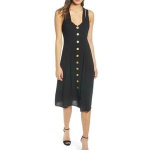 Row A Gold Button Front Dress, Size X-Small - Black